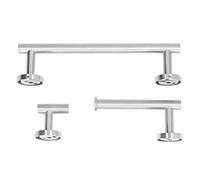 Toallero de acero inoxidable, juego de toallero de baño, toallero de baño de hotel, bordes más suaves, almacenamiento ordenado, toallero a prueba de óxido para baño, armario, (Silver three-piece set)