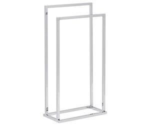 Toallero de Acero Plateado Brillante 2 rieles Accesorios de baño Estante de Almacenamiento de Toallas de pie diseño Moderno Recreo