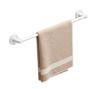 Toallero de aluminio autoadhesivo, 50 cm, sin taladrar, diseño elegante que ahorra espacio para baños modernos y uso de invitados, acabado blanco