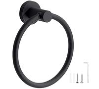 Toallero de Anilla, Porta Toallas Redondo, Acero Inoxidable Percha De Baño, Anillo De Toalla para Baño, Cocina, Montaje en Pared (Negro Mate)