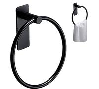 Toallero de Anilla, Toallero en Forma de Anillo Negro, Anillo De Toalla para Baño, Porta Toallas Redondo, Acero Inoxidable Percha De Baño, Anillo De Toalla para Baño, Cocina, Montaje en Pared
