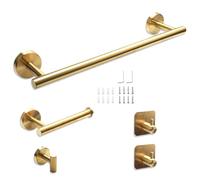 Toallero de Baño, Accesorios baño,Que Incluye 1 toallero, 1 portarrollos y 3 Ganchos. El Conjunto Completo Ofrece soluciones prácticas para el baño (Oro)