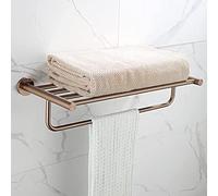 Toallero de baño de oro rosa cepillado nórdico, toallero individual para baño de un solo poste/toallero doble, toallero de baño montado en la pared para almacenamiento de toallas/doble/50 cm The New