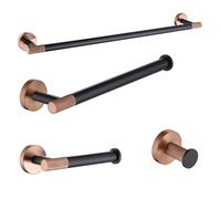 Toallero de Barra Individual montado en la Pared de Acero Inoxidable, 4 Piezas, Oro Rosa, Negro, toallero, toallero de baño, Gancho for Abrigos, Soporte de Papel higiénico (Color : Whole Set)