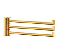 Toallero de Mano con 3 Barras, Barra giratoria de Acero Inoxidable 304, toallero Plegable para la Cara, Color Dorado Cepillado