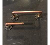 Toallero de Mano Industrial de Tubo de Cobre Montado en Pared, Portarrollos Papel Higienico, Juego de Baño Hecho a Mano, Decoración del Hogar