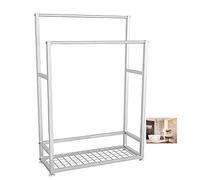 Toallero de metal independiente de 2 niveles para baño, toallero de pie blanco con estante inferior para toallas y paños de baño, 70 x 23 x 100 cm