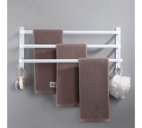 Toallero de pared de aluminio, 3 pisos, toalla de baño estante toalla con ganchos, impermeable - para cuarto de baño, cocina, cuarto de baño, color blanco