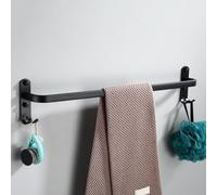 Toallero De Pared De Aluminio con Barra, Moderno Y Sencillo, con 2 Ganchos, Ideal para Baño, Cocina, Inodoro Y Hotel., Nero 1 Strato, 40cm