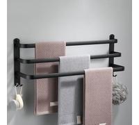 Toallero De Pared De Aluminio con Barra, Moderno Y Sencillo, con 2 Ganchos, Ideal para Baño, Cocina, Inodoro Y Hotel., Nero 3 Strati, 50cm