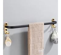Toallero De Pared De Aluminio con Barra, Moderno Y Sencillo, con 2 Ganchos, Ideal para Baño, Cocina, Inodoro Y Hotel., Oro Nero 1 Strato, 50cm