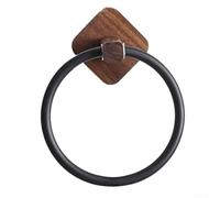 Toallero de pared de baño, soporte de toalla de madera, toalla para anillo, organizador de baño, colgador de toallas, para baños, dormitorios, habitaciones de invitados, cocinas y más (negro nogal)