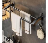 Toallero de pared doble, autoadhesivo, con ganchos, no requiere taladrar, para baño y cocina