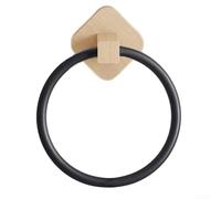 Toallero de pared para baño, soporte de toalla de madera, toalla para anillo, organizador de baño, colgador de toallas, para baños, dormitorios, habitaciones de invitados, cocinas y mucho más (negro