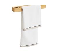 [en.casa] Toallero de Pared Barra de Toalla Sin Taladro Soporte para Paños de Cocina con Tira Autoadhesiva Bambú 38 x 5 x 4 cm Natural