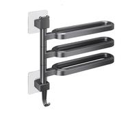 Toallero de pared, toallero, toallero giratorio de acero inoxidable, toallero de pared autoadhesivo con 4 barras giratorias, ahorro de espacio, para cocina y baño (negro, 36 x 31,5 x 6 cm)
