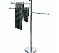 Toallero de pie de acero inoxidable satinado con 3 brazos giratorios - Toallero moderno para ahorrar espacio - Base estable - Toallero para dormitorio, baño, lavandería - 87 x 37 x 22 cm
