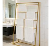 Toallero de Pie Expositor para Toallas de Baño, Soporte Vertical de 4 Niveles para Muestras, Estante Metálico para Exhibición de Baldosas, Organizador Comercial(Gold,80x50x180cm(31x20x71in))