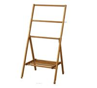 Toallero de pie Plegable con 3 colgadores y 1 Estante de bambú Natural de 56x44x114.5 cm Colgador de pantalones multifunción para el hogar, mueble blindado para ropa, cajón, estantes para abrigos,