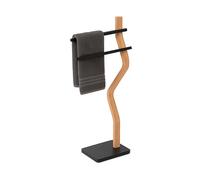 Toallero Relaxdays, (H x A x F): 86 x 37 x 18 cm, Metal, Madera, 2 Varillas, Soporte de Toallas, baño, Negro/Natural