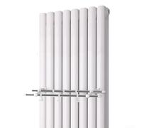 Toallero de radiador de doble polo con 6 ganchos, estante de secado de acero inoxidable que ahorra espacio para toallas, zapatos, lavandería, no requiere taladrar, capacidad de carga de 40 kg, se