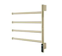 Toallero Electrico Baño Giratorio 180°, Radiador Toallero Eléctrico de Pared con Pantalla LED, Toallero Calentado con Inteligente Termostato/Temporizador,Brushed Gold