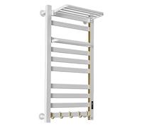 Toallero Eléctrico Con Calefacción, Radiador Blanco Y Dorado, Toallero De Aluminio De 160 W, Calentador De Toallas, Pantalla Digital, Control Táctil, Radiador Eléctrico Para Toallas Montado En La Par