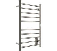 Toallero Eléctrico De 10 Barras con Acabado Níquel Cepillado - Secador De Toallas Eléctrico De 80 W De Bajo Consumo para Baño - Accesorio De Lujo para SPA, Montado En La Pared Brushed Nickel
