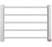 Toallero eléctrico de 5 Barras calefactables. Temperatura de Trabajo 40 Grados. Fabricado en Aluminio con Protecciones plásticas. Resistencia de 65w. Cable de conexión de 1,5mts.