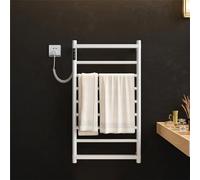 Toallero eléctrico de alta calidad, temporizador incorporado, control de temperatura, toallero de acero inoxidable, baño, cocina, toallero eléctrico, accesorios de baño (gris, línea izquierda)