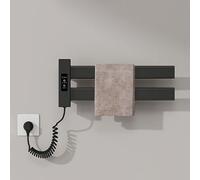 Toallero Electrico de Pared 450x180mm Radiador Electrico Bajo Consumo 50W Toallero de Paneles Radiador Calefactor para Baño con 2 Barras de Aluminio IP45 Temporizador Temperatura Ajustable Negro