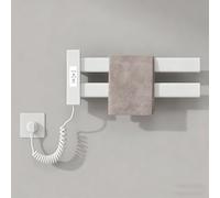 Toallero Electrico de Pared 450x180mm Radiador Electrico Bajo Consumo 50W Toallero de Paneles Radiador Calefactor para Baño con 2 Barras de Aluminio IP45 Temporizador Temperatura Ajustable Blanco