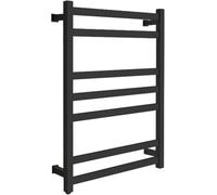 Toallero eléctrico de Pared de 7 Barras con calefacción, de Acero Inoxidable y con Interruptor, con un Elegante diseño Negro para Uso doméstico y de baño.