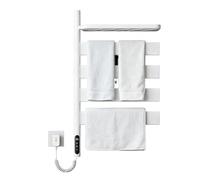 Toallero eléctrico Giratorio con calefacción, 120 W, con Bandeja y Temporizador y Control de Temperatura for baños, Salones y spas.(White)
