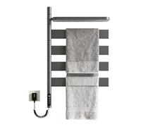 Toallero eléctrico Giratorio con calefacción, 120 W, con Bandeja y Temporizador y Control de Temperatura for baños, Salones y spas.(Gray)