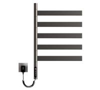 Toallero Eléctrico Giratorio De 180° Para Baño, Calentador De Toallas Montado En La Pared Con Wi-Fi, Toallero Giratorio De Acero Inoxidable De 5 Barras Con Temporizador LED Para El Hogar(Gray)