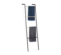 Relaxdays Toallero Escalera, 4 Barras, Soporte Toallas de Pie, Colgador de Ropa, Metal, 1 Ud., 160x40x26 cm, Negro