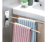 Toallero Giratorio 180°,Toalleros de Baño Sin Taladro,Ahorro de Espacio, 304 Acero Inoxidable Toallero de Baño Adhesivo, Soporte de Toalla de Pared Doble Giratorio