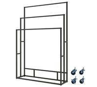 Toallero independiente extra ancho, soporte de metal resistente para toallas de gran tamaño, elegante organizador de baño, color negro, 150 x 35 x 180 cm, perfecto para toallas grandes