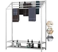 Toallero independiente, soporte para toallas de baño con estante de almacenamiento, soporte de escalera para toallas de baño blanco (70 x 25 x 120 cm) para un secado rápido y nización