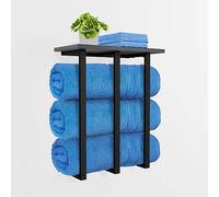 Toallero montado en la Pared con Estante, Almacenamiento de Toallas de baño para Toallas enrolladas, Organizador baños pequeños, 3 Barras de Hierro Resistentes y soporta 25 kg de Peso