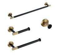 Toallero montado en la Pared Toallero Soporte de Papel de Oro Cepillado y Soporte para Toallas Gancho Negro Mate moleteado y portaescobillas de Inodoro de Colores Combinados, Kit, 60