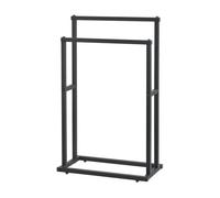 [en.casa] Toallero de Pie con 2 Barras en Forma Escalonada Soporte de Toalla Ropa Organizador para Baño Estable Acero 78 x 48 x 24 cm Negro