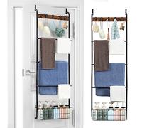 Toallero para Colgar en la Puerta del baño, toallero de 5 Niveles para Colgar en la Puerta del baño, Barra de Toalla Trasera de la Puerta, Soporte para Mantas de Puerta para Ropa, toallitas, Toallas