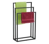 Relaxdays Toallero de Pie 3 Barras, Acero, 82,5 x 46 x 21 cm Aprox., Soporte de Toallas para Suelo de Baño, Color Negro