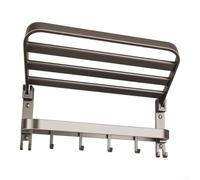 Toallero plegable de 40 cm para baño y aseo, ahorra espacio | Ahorra espacio plegable, gancho integrado para accesorios, fácil montaje en pared sin necesidad de taladrar