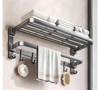 Toallero plegable de aluminio con gancho, soporte para toallas, ancho de color gris, 60 cm