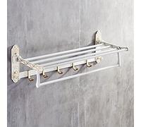 Toallero Plegable de baño Blanco Dorado, Soporte de baño Activo, toallero Doble Antiguo