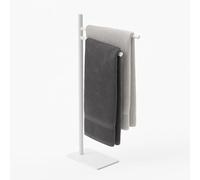Toallero Relaxdays, H x An x F: 78 x 33,5 x 14 cm, Acero Inoxidable, 2 Barras Ajustables, toallero de pie, Blanco