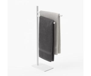 Toallero Relaxdays, H x An x F: 78 x 33,5 x 14 cm, Acero Inoxidable, 2 Barras Ajustables, toallero de pie, Blanco